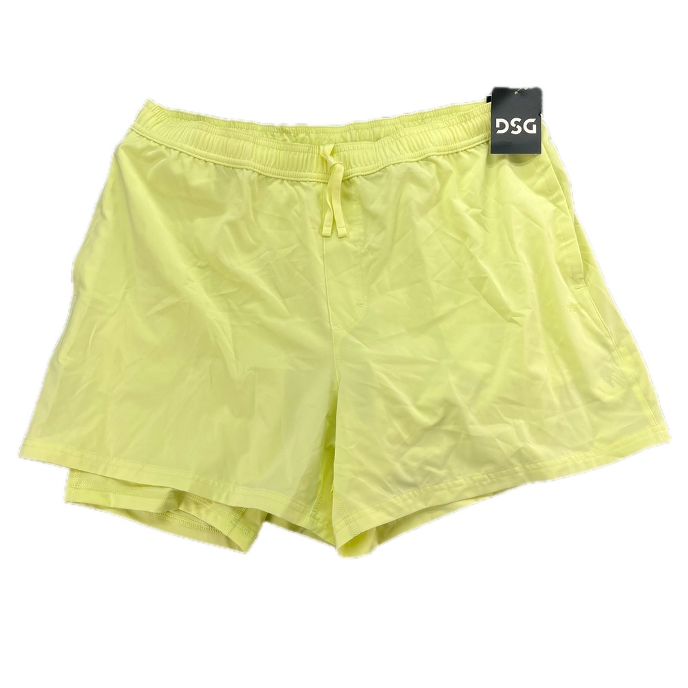 DSG Mens 5 Inch 2 in 1‎ Agility Shorts Yellow Pulse XL Moisture Wicking